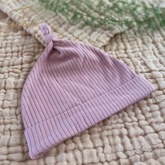 Jambear Organic Cotton Rib Knot Hat baby basic Soft Knotted Beanie Newborn Eco-friendly organic cotton Hat