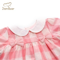 baby dress baby doll dress 100% organic cotton pink for girls Checked dress infants skirt baby girl summer dress