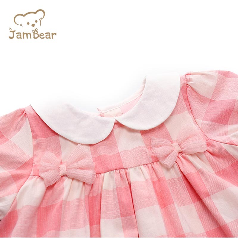 baby dress baby doll dress 100% organic cotton pink for girls Checked dress infants skirt baby girl summer dress