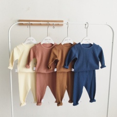 JamBear Rib children Loungewear organic cotton toddler pyjama bamboo pyjamas Eco-friendly ribbed baby sleepwear rib kids pajamas set