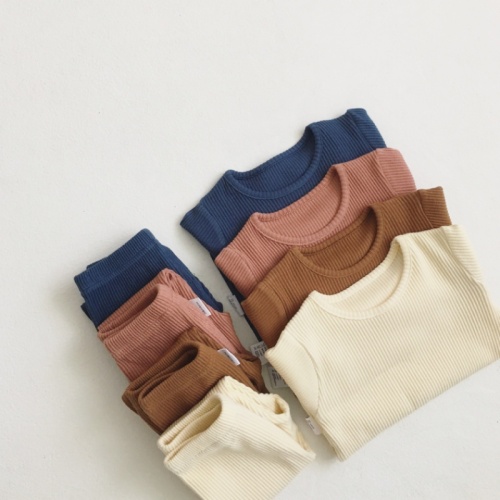 JamBear Rib children Loungewear organic cotton toddler pyjama bamboo pyjamas Eco-friendly ribbed baby sleepwear rib kids pajamas set