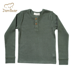 Organic Ribbed Henley shirt baby henley rib knit tee kids ribbed henry tshirt