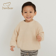 JamBear Organic Rib knit sweater Baby Knit Toddler Pullover Organic cotton Children sweater crew neck long sleeves knit sweater