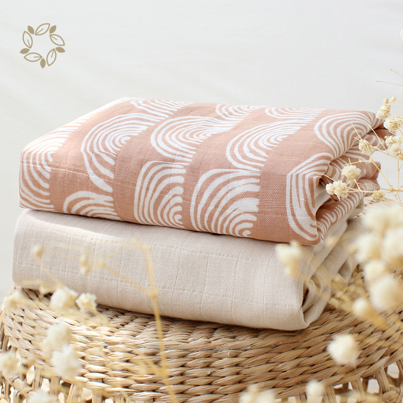 Print bamboo cotton muslin swaddle blanket sustainable baby wrap blankets eco friendly organic baby blanket
