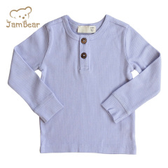 Organic Ribbed Henley shirt baby henley rib knit tee kids ribbed henry tshirt