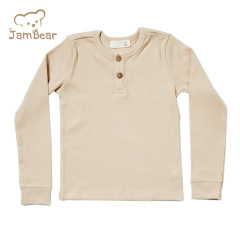Organic Ribbed Henley shirt baby henley rib knit tee kids ribbed henry tshirt