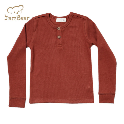 Organic Ribbed Henley shirt baby henley rib knit tee kids ribbed henry tshirt