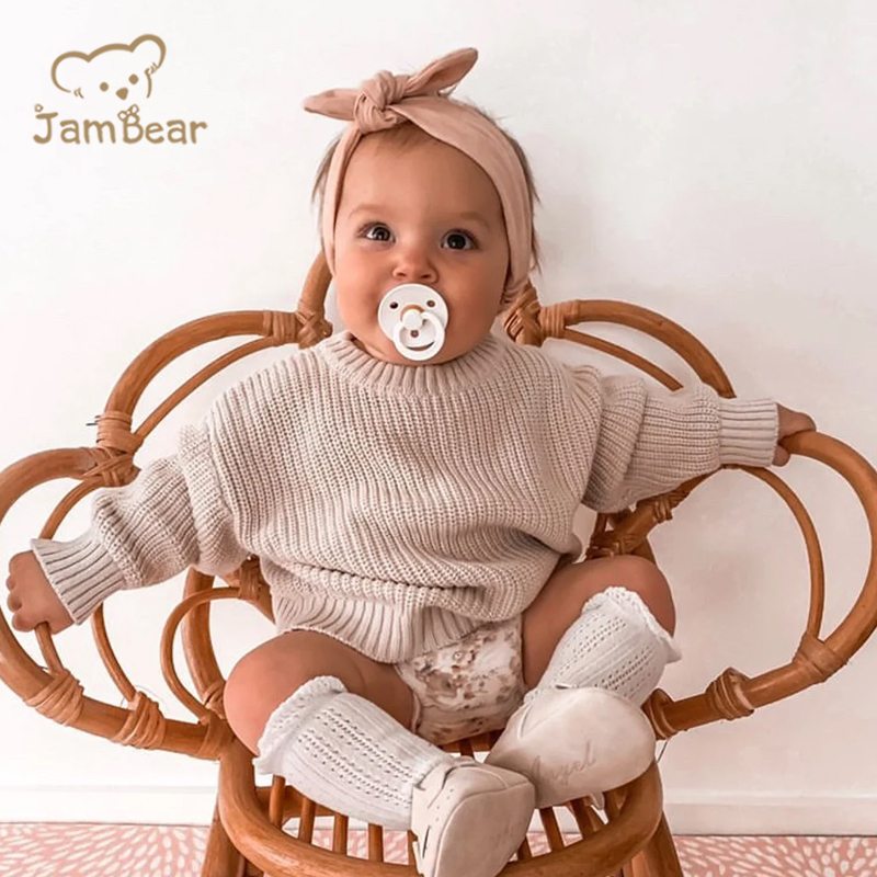JamBear Organic Rib knit sweater Baby Knit Toddler Pullover Cotton crew neck autumn winter sweater long sleeves knit sweater