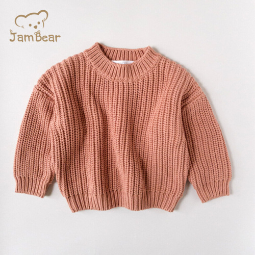 JamBear Organic Rib knit sweater Baby Knit Toddler Pullover Organic cotton Children sweater crew neck long sleeves knit sweater