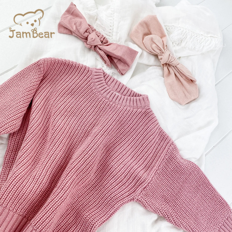 JamBear Organic Rib knit sweater Baby Knit Toddler Pullover Cotton crew neck autumn winter sweater long sleeves knit sweater