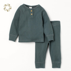 JamBear Waffle children Loungewear organic cotton toddler pyjama bamboo pyjamas Eco-friendly waffle baby sleepwear thermal kids pajamas set