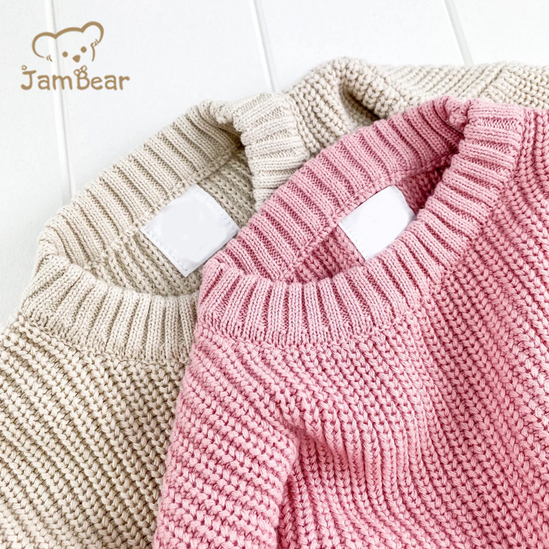 JamBear Organic Rib knit sweater Baby Knit Toddler Pullover Cotton crew neck autumn winter sweater long sleeves knit sweater