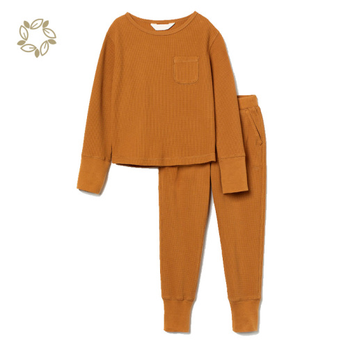 JamBear Waffle children Loungewear organic cotton toddler pyjama bamboo pyjamas Eco-friendly waffle baby sleepwear thermal kids pajamas set