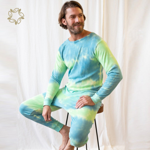 organic cotton home wear tie dye men loungewear organic pajama sets men pyjama Homewear Pajamas eco friendly nightwear for men