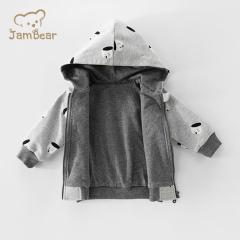JamBear Eco-friendly organic cotton baby cardigan sweater Organic baby Zip hoodie Custom Knitted baby quilted kids hoodie