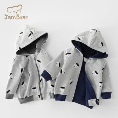 JamBear Eco-friendly organic cotton baby cardigan sweater Organic baby Zip hoodie Custom Knitted baby quilted kids hoodie