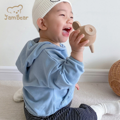 JamBear Eco-friendly organic cotton baby cardigan sweater Organic baby Zip hoodie Custom Knitted baby quilted kids hoodie