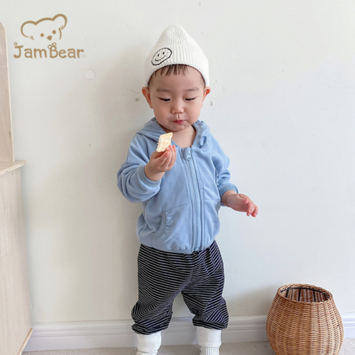 JamBear Eco-friendly organic cotton baby cardigan sweater Organic baby Zip hoodie Custom Knitted baby quilted kids hoodie