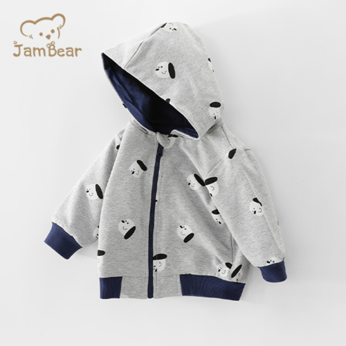 JamBear Eco-friendly organic cotton baby cardigan sweater Organic baby Zip hoodie Custom Knitted baby quilted kids hoodie