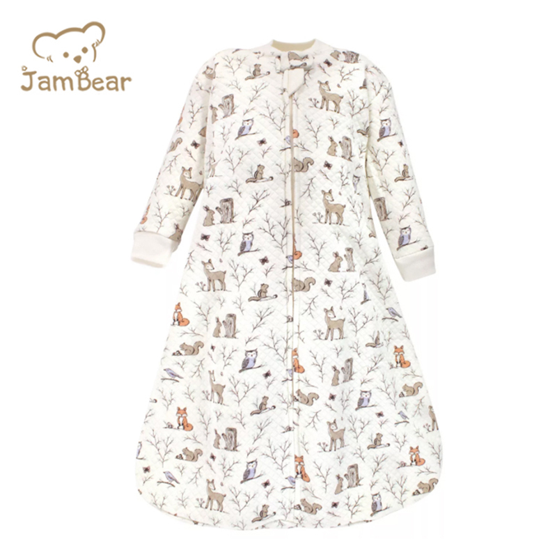 Jambear Natural long sleeve baby sleep suit Organic cotton jersey baby sleep sack Newborn Printed Sleeping Bag baby sleep sack