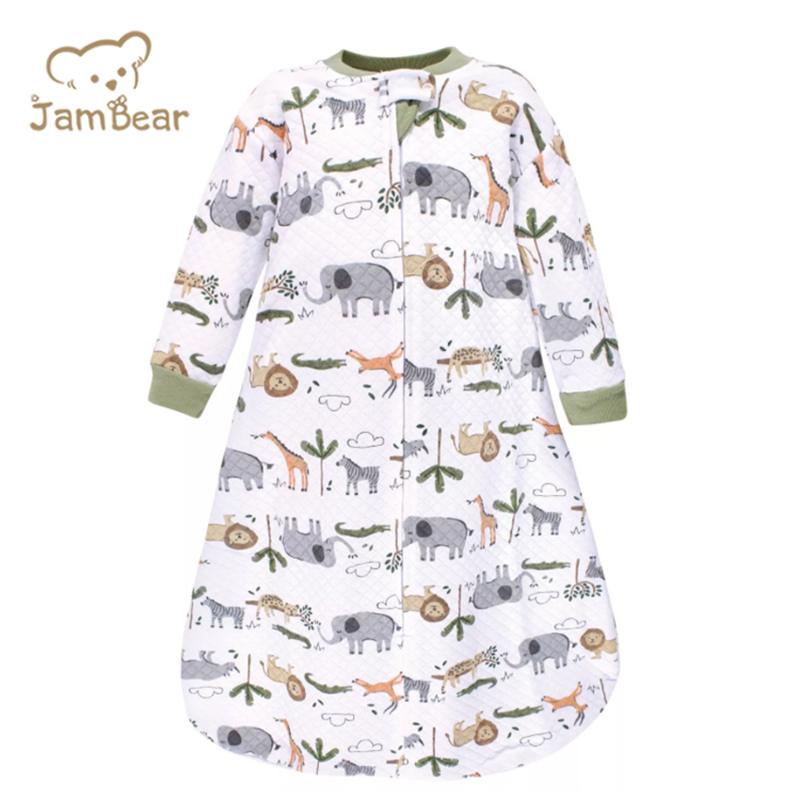 Jambear Natural long sleeve baby sleep suit Organic cotton jersey baby sleep sack Newborn Printed Sleeping Bag baby sleep sack