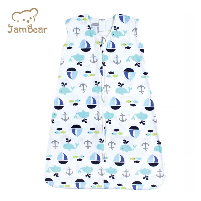 Jambear Natural sleeveless baby sleep suit Organic cotton jersey baby sleep sack Newborn Printed Sleeping summer Bag baby sleep sack