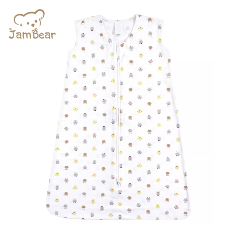 Jambear Natural sleeveless baby sleep suit Organic cotton jersey baby sleep sack Newborn Printed Sleeping summer Bag baby sleep sack