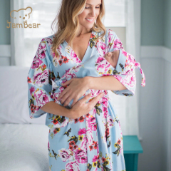 Jambear organic nursing gowns and swaddle Mommy Robe Maternity Robe and baby blankets Bamboo Fiber newborn baby and mom robe