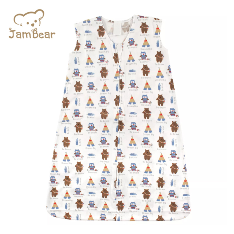Jambear Natural sleeveless baby sleep suit Organic cotton jersey baby sleep sack Newborn Printed Sleeping summer Bag baby sleep sack