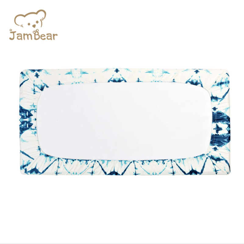 JamBear Organic Printed Crib Sheet Crib Custom Natural Print Pad cover Organic bamboo Changing pad cover