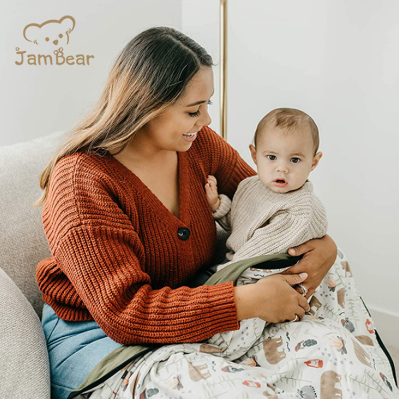 JamBear Organic baby double sided blankets Eco-friendly bamboo baby reversible blanket Knitted baby stretch quilt blanket