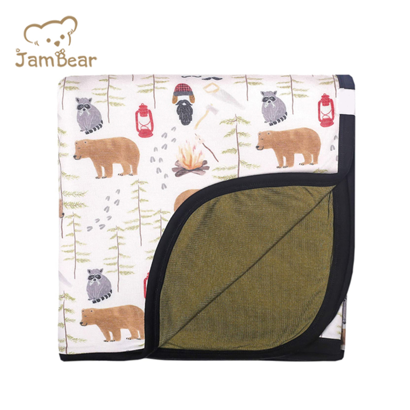 JamBear Organic baby double sided blankets Eco-friendly bamboo baby reversible blanket Knitted baby stretch quilt blanket