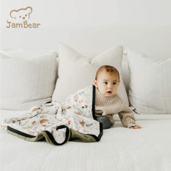 JamBear Organic baby double sided blankets Eco-friendly bamboo baby reversible blanket Knitted baby stretch quilt blanket