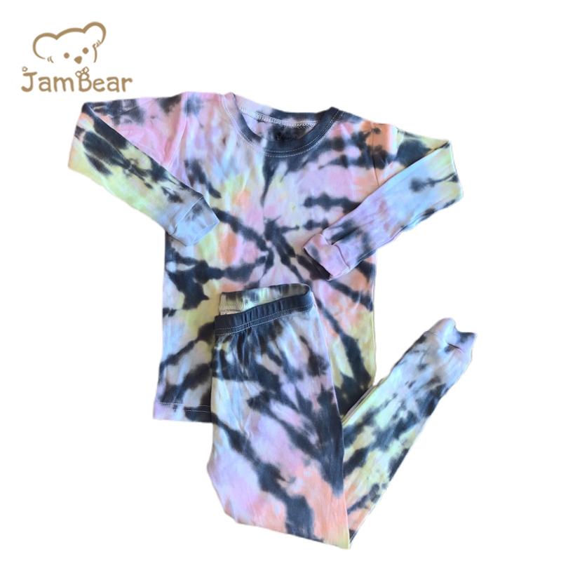 JamBear Eco-friendly baby pajamas Digital tie-dye childrens Loungewear kids pyjamas sleepers manual tie dye baby sleepwear