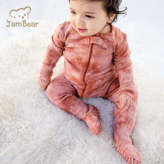 JamBear Digital tie-dye Baby rompers Organic cotton Footless Romper colorful baby romper manual tie dye baby sleepsuit
