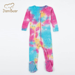 JamBear Digital tie-dye Baby rompers Organic cotton Footless Romper colorful baby romper manual tie dye baby sleepsuit