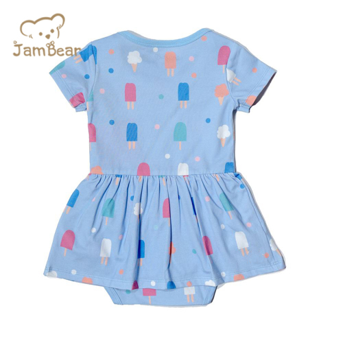 Organic cotton baby onesie dress sustainable baby bodysuit dress printed eco friendly toddler bodysuit baby clothing