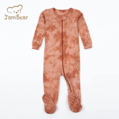JamBear Digital tie-dye Baby rompers Organic cotton Footless Romper colorful baby romper manual tie dye baby sleepsuit