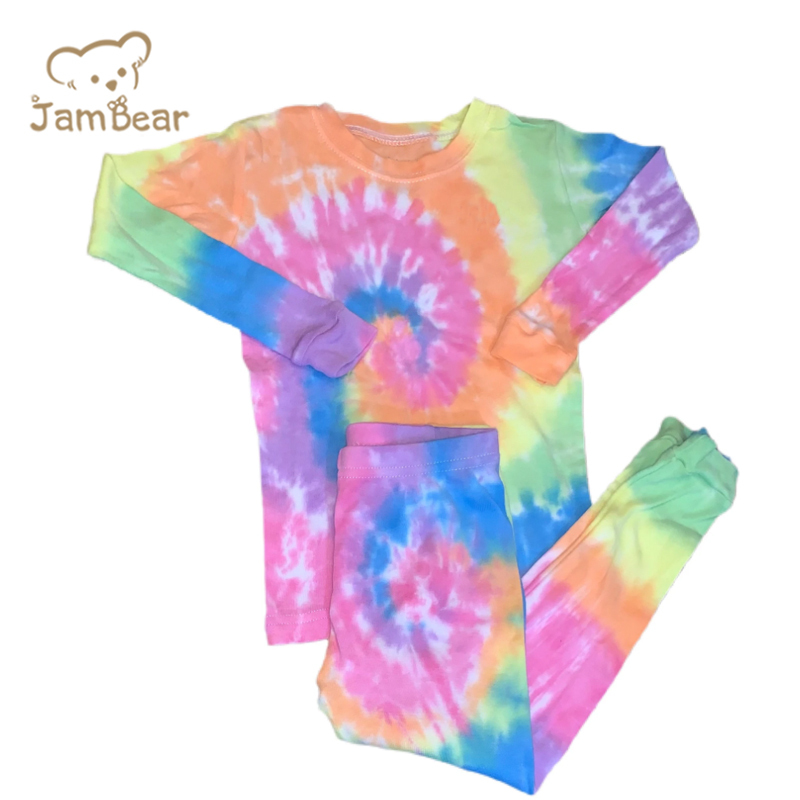 JamBear Eco-friendly baby pajamas Digital tie-dye childrens Loungewear kids pyjamas sleepers manual tie dye baby sleepwear