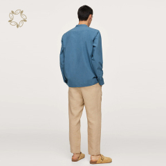 Mandarin collar organic cotton lyocell shirt sustainable shirts for men eco friendly camisas men's shirts