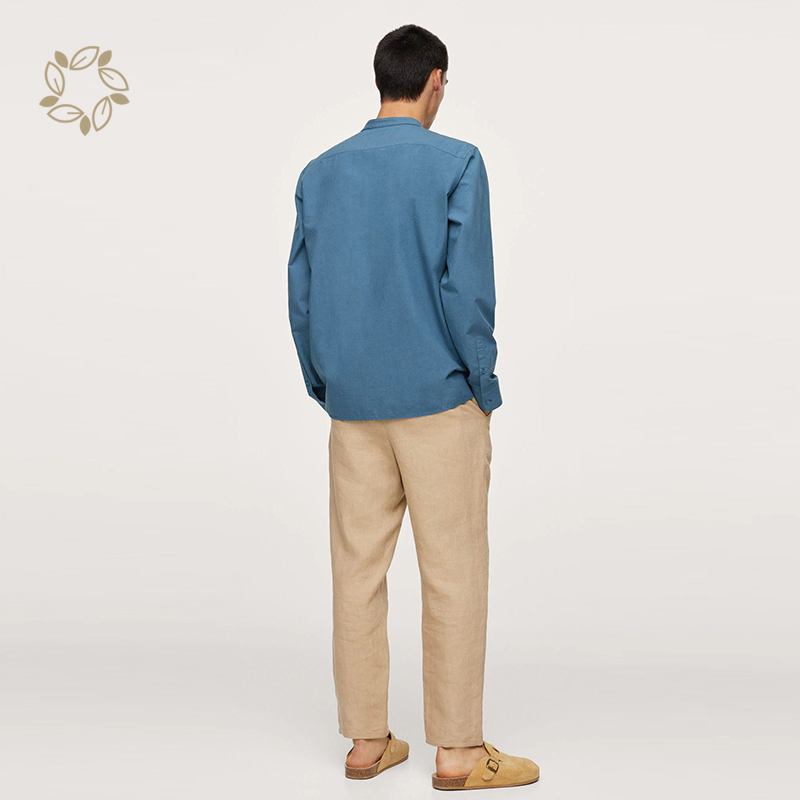 Mandarin collar organic cotton lyocell shirt sustainable shirts for men eco friendly camisas men's shirts