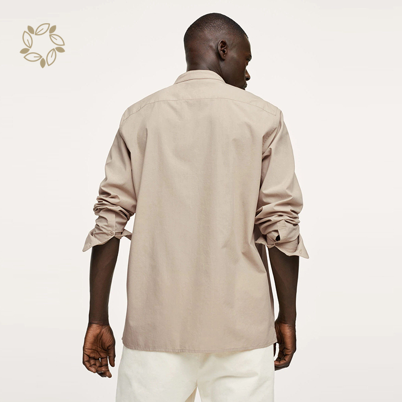 Mandarin collar organic cotton lyocell shirt sustainable shirts for men eco friendly camisas men's shirts