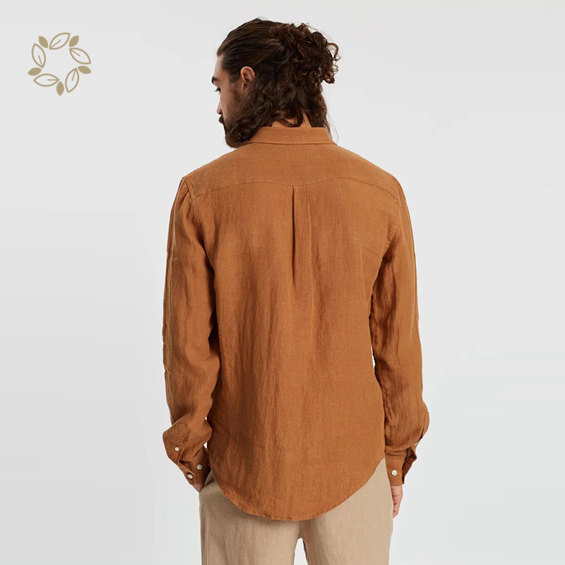 Organic linen shirts men long sleeve shirts for men eco friendly camisas sustainable men linen shirt