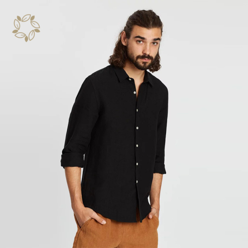 100% Linen shirts for men sustainable linen shirt men long sleeve eco friendly men shirts custom camisas