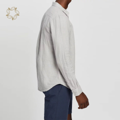 Organic linen shirts men long sleeve shirts for men eco friendly camisas sustainable men linen shirt