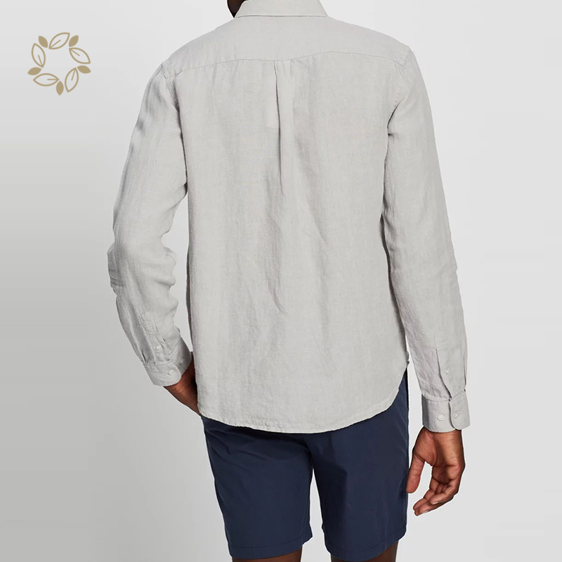 Organic linen shirts men long sleeve shirts for men eco friendly camisas sustainable men linen shirt