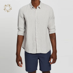 Organic linen shirts men long sleeve shirts for men eco friendly camisas sustainable men linen shirt