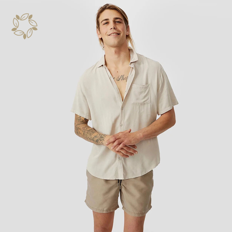 Sustainable modal shirts short sleeve shirts for men eco friendly camisas modal men summer shirts