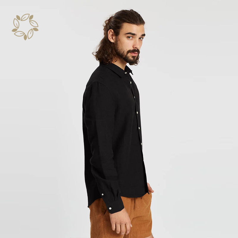 100% Linen shirts for men sustainable linen shirt men long sleeve eco friendly men shirts custom camisas