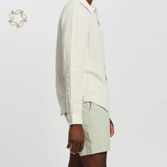 Sustainable linen men shirt organic shirts for men long sleeve camisas eco friendly men linen shirt casual